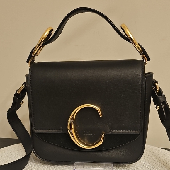 Chloe Black Leather Bag with Gold Accents - Picture 1 of 15